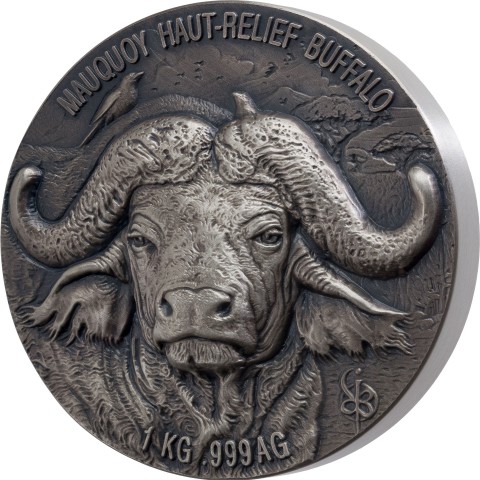 WATER BUFFALO BIG FIVE MAUQUOY SILVER COIN 1 KG IVORY COAST 2021
