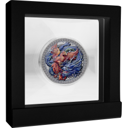 PHOENIX AND DRAGON 2021 GHANA 50G ORIENTAL CULTURE COLLECTION SILVER COIN 10 CEDIS DIGITAL PRINTING