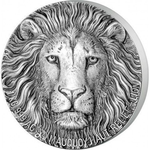LION BIG FIVE MAUQUOY SILVER COIN 1 KG IVORY COAST 2017