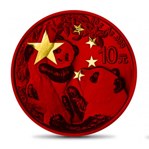 PANDA CHINESE FLAG 30 G 10 YUAN CHINA 2021