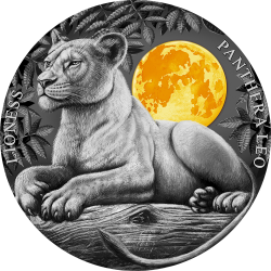 LIONESS WILDLIFE IN THE MOONLIGHT 2 OZ SILVER COIN 5 DOLLARS NIUE 2021