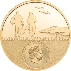 FIGHTER PILOT REAL HEROES 1 OZ GOLD 250 DOLLARS COOK ISLANDS 2020