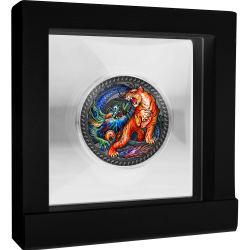 TIGER AND DRAGON 2022 GHANA 50G ORIENTAL CULTURE COLLECTION SILVER COIN 10 CEDIS DIGITAL PRINTING
