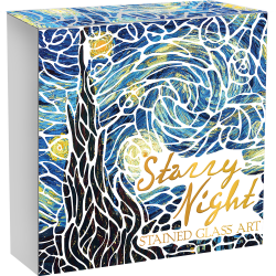 STARRY NIGHT VINCENT VAN GOGH STAINED GLASS ART 10 CEDIS REPUBLIQUE GHANA 2022