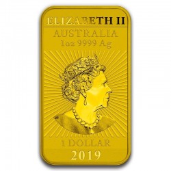 Australijski Srebrny Smok Kolorowana Złocona Prostokątna Moneta 1 Oz 2019
