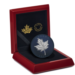 MAPLE LEAVES IN MOTION BLUE RHODIUM 5 OZ 50 DOLLARS CANADA 2022 SILVER COIN