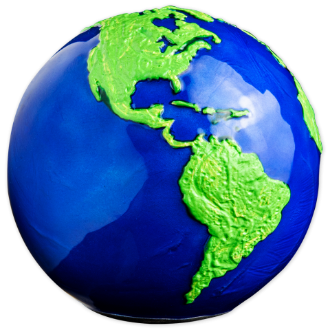 BLUE MARBLE GREEN PLANET EARTH SPHERICAL 3 OZ 5 DOLLARS BARBADOS 2022