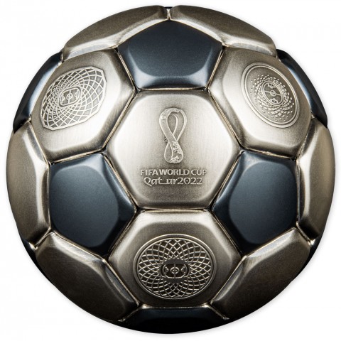FIFA FOOTBALL IN QATAR WORLD CUP SPHERICAL COIN 3 OZ 10 DOLLARS SOLOMON ISLANDS 2022