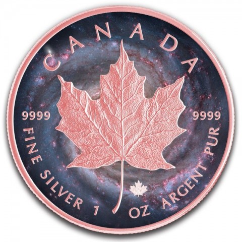 CANADA MILKY WAY ROSE GOLD GILDED SILVER COIN 5 DOLLARS 1 OZ 2019