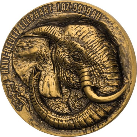 ELEPHANT SŁOŃ BIG FIVE DE GREEF EDITION 1 OZ GOLD COIN IVORY COAST 2022