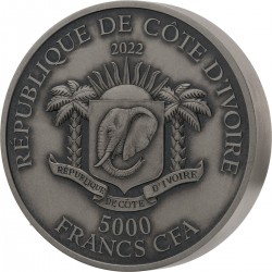 BIG FIVE AFRICA FULL COIN 5 OZ 5000 FRANCS IVORY COAST 2022