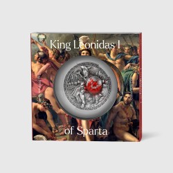 KING LEONIDAS I OF SPARTA 5 OZ FINE SILVER 25000 FRANCS TCHAD 2023