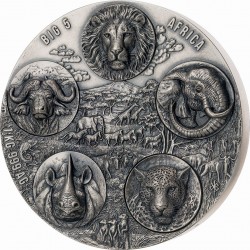 BIG FIVE AFRICA FULL COMPLETER COIN 1 KG 10000 FRANCS SILVER COIN IVORY COAST 2023