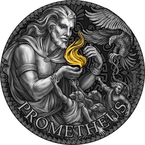 PROMETHEUS THE GREEK MYTHOLOGY 3 OZ SILVER COIN 3000 FRANCS CAMEROON 2023