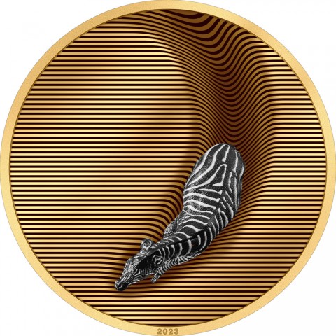 ZEBRA GILDED CAMOUFLAGE OF NATURE 3 OZ 20 DOLLARS PALAU 2023
