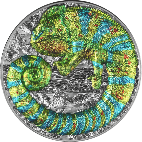 CHAMELEON REPRESENTATIVES OF THE SPECIES 2 OZ SILVER COIN 5 DOLLARS NIUE 2023