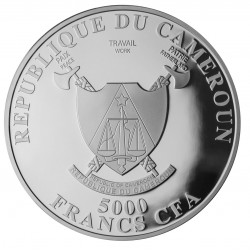 LE TRAIN BLEU - THE BLUE TRAIN 5 OZ 5000 FRANCS CFA SILVER COIN CAMEROON 2023