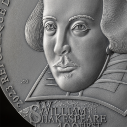 WILLIAM SHAKESPEARE FIRST FOLIO 400th ANNIVERSARY 5 Oz SILVER COIN 5000 FRANS CAMEROON 2023