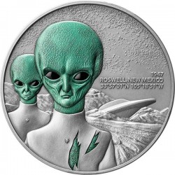 ROSWELL UFO INCIDENT 2 OZ SILVER COIN 2000 FRANCS CAMEROON 2024