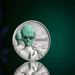 ROSWELL UFO INCIDENT 2 OZ SILVER COIN 2000 FRANCS CAMEROON 2024