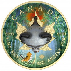 PANDA - MURANO GLASS SERIES - MAPLE LEAF 1 OZ 5 DOLLARS CANADA 2022