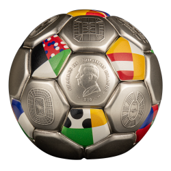 UEFA EURO 2024 FOOTBALL SPHERICAL COIN 3 OZ 10 DOLLARS SILVER COIN SOLOMON ISLANDS 2024