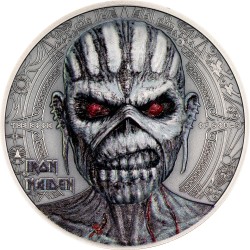 BOOK OF SOULS IRON MAIDEN 2 OZ 10 DOLLARS SILVER COIN COOK ISLANDS 2024