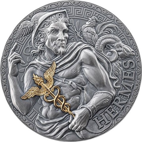 HERMES MITOLOGIA GRECKA 3 OZ SREBRNA MONETA 3000 FRANCS KAMERUN 2024