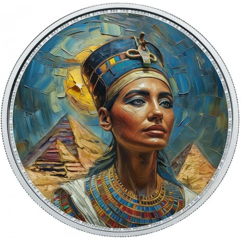 NEFERTITI - ELEGANCE IN ART - 1 OZ 2 POUNDS SILVER COIN BRITANNIA CHARLES III 2023