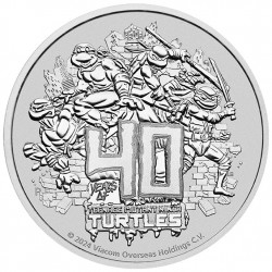 TEENAGE MUTANT NINJA TURTLES 1 OZ 1 DOLLAR SILVER COIN CHARLES III TUVALU 2024