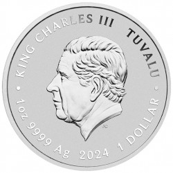 TEENAGE MUTANT NINJA TURTLES 1 OZ 1 DOLLAR SILVER COIN CHARLES III TUVALU 2024