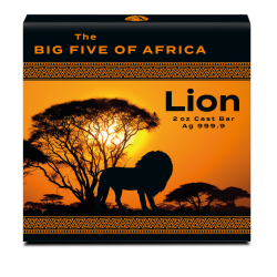 THE LION BIG FIVE AFRICA 2 OZ SILVER CAST BAR 2024