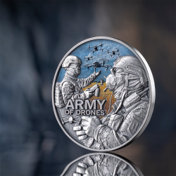 ARMY OF DRONES GUARDIANS OF FREEDOM 2 OZ 2000 FRANCS SILVER COIN CAMEROON 2024
