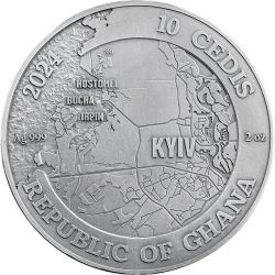 BATTLE OF KYIV 2 OZ 10 CEDIS SILVER COIN GHANA 2024
