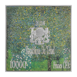 THE VIRGIN GUSTAV KLIMT 1913 2,5 Oz Ag 750 g. Zn, 120 G. Cu 10000 FRANCS REPUBLIQUE DU CHAD 2024