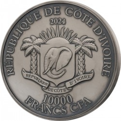 BIG FIVE AFRICA ORANGUTAN 1 KG 10000 FRANCS SILVER COIN IVORY COAST 2024