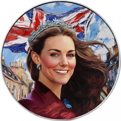 PRINCESS KATE - ELEGANCE IN ART - 1 OZ 2 POUNDS SILVER COIN BRITANNIA CHARLES III 2024