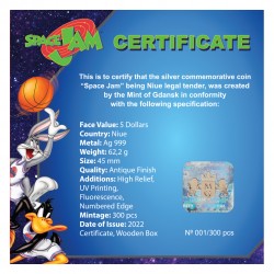 SPACE JAM 2 OZ 5 DOLLARS SILVER COIN NIUE 2024