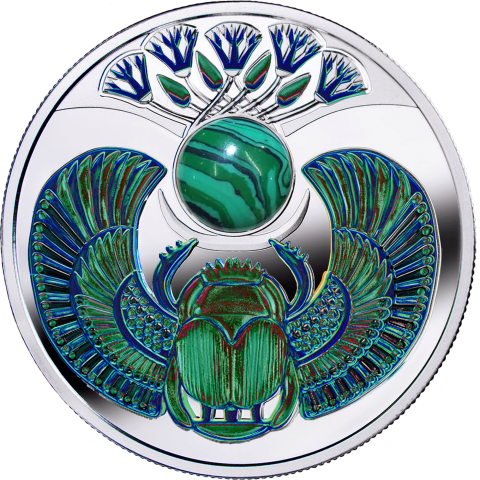 MALACHITE SCARAB 17,5 GRAMM 1 DOLLAR SILVER COIN NIUE 2024