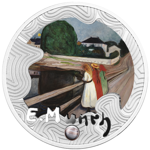 GIRLS ON THE BRIDGE EDVARD MUNCH 17,5 G. 500 FRANCS SILVER COIN CAMEROON 2024