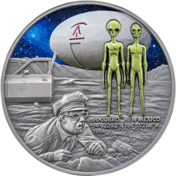 SOCORRO UFO INCIDENT INTERSTELLAR PHENOMENA 2 OZ 2000 FRANCS SREBRNA MONETA KAMERUN 2025