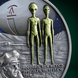 SOCORRO UFO INCIDENT INTERSTELLAR PHENOMENA 2 OZ 2000 FRANCS SILVER COIN CAMEROON 2025