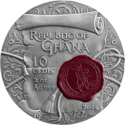 IMMORTAL GLORY 300 YEARS OF UKRAINIAN COSSACK 10 CEDIS SILVER COIN GHANA 2025