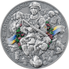 UKRAINE BATTLE HARDENED V.2 2 OZ 10 CEDIS SILVER COIN GHANA 2025