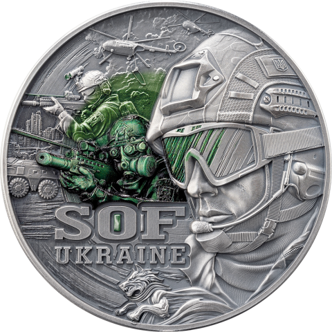 SPECIAL OPERATIONS FORCES SOF UKRAINE 2 OZ 2000 FRANCS SILVER COIN CAMEROON 2025