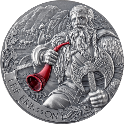 THE WAY TO VALHALLA LEIF ERIKSSON 2 OZ 2000 FRANCS SILVER COIN CAMEROON 2025