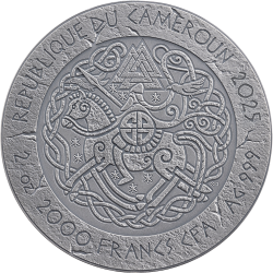 THE WAY TO VALHALLA LEIF ERIKSSON 2 OZ 2000 FRANCS SILVER COIN CAMEROON 2025