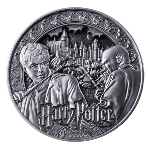 HARRY POTTER VS VOLDEMORD SILVER COIN MULTIPLE LAYER GIANT 1 KG 25 DOLLARS SAMOA 2024