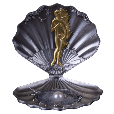 BIRTH OF VENUS SHELL COIN 3D 5 DOLLARS SILVER COIN SAMOA 2025