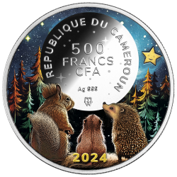 SQUIRREL MAKE A WISH 17.50 g SILVER COIN 500 FRANCES CFA CAMEROON 2024